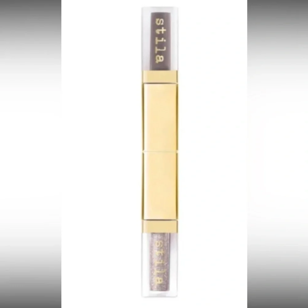 STILA Double Dip Suede Shade Glitter Glow Liquid Eyeshadows Duo Grey Fox NIB